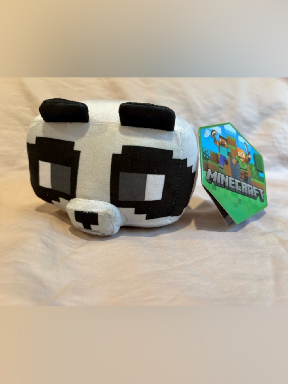 Minecraft Panda Plush - Black & White Pixel Style